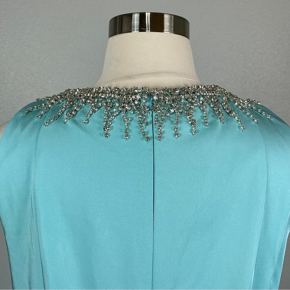Mac Duggal 26516 Blue Evening Gown Crystal Beaded Neckline Column Dress Size 16 - Picture 9 of 12